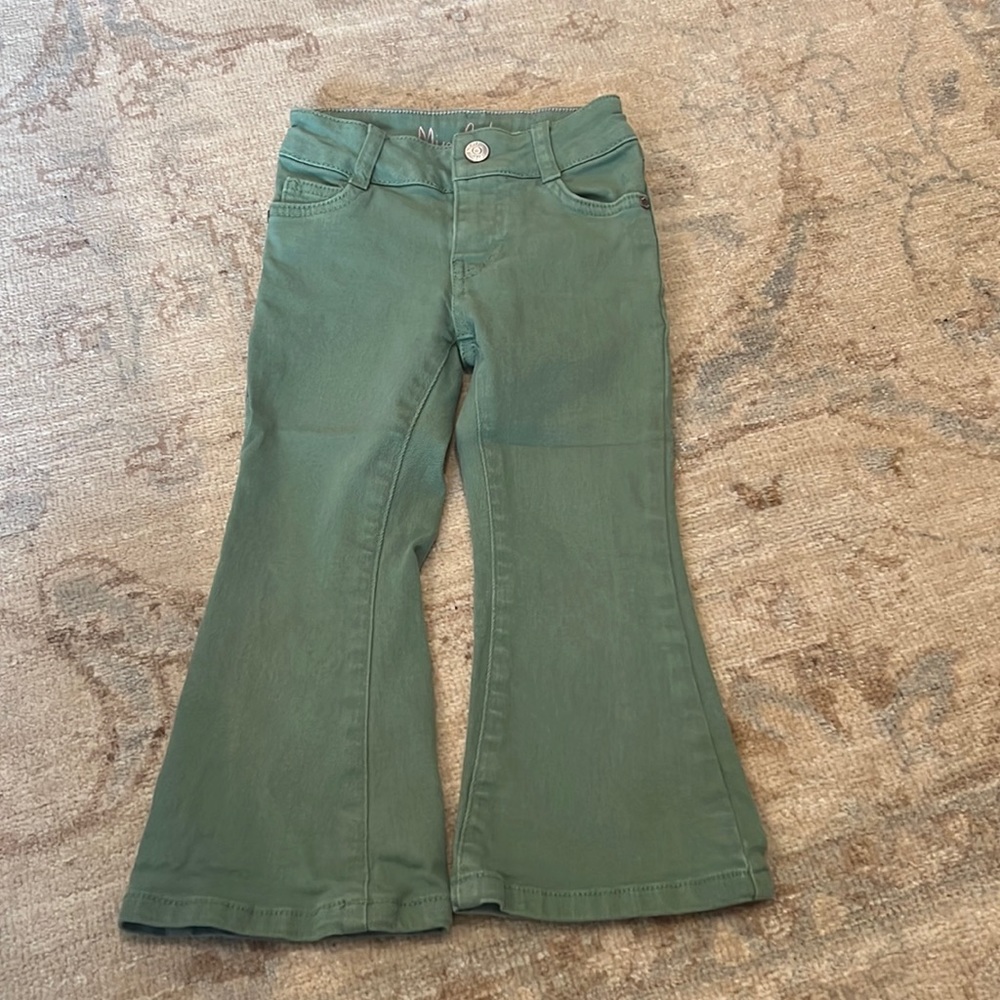 Mini Boden flare jean in army green, 3
